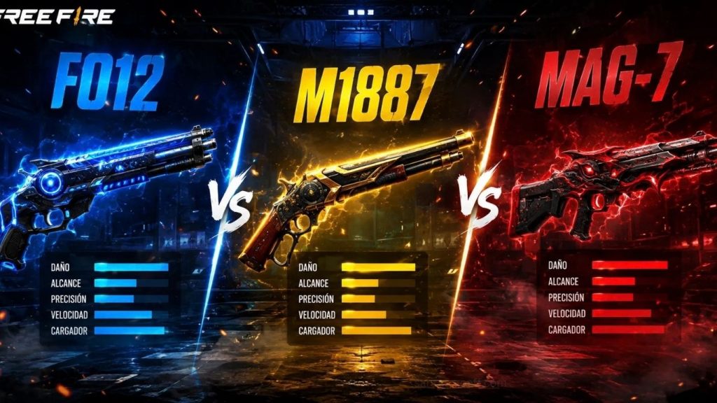 FO12 vs M1887 vs MAG-7 en Free Fire: ¿Cuál es la Mejor Escopeta? FO12 vs M1887 vs MAG-7 en Free Fire ¿Cuál es la Mejor Escopeta