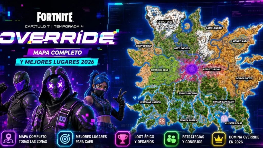 Fortnite Override: Mapa Completo y Mejores Ubicaciones en 2026 Fortnite Override Mapa Completo y Mejores Ubicaciones en 2026